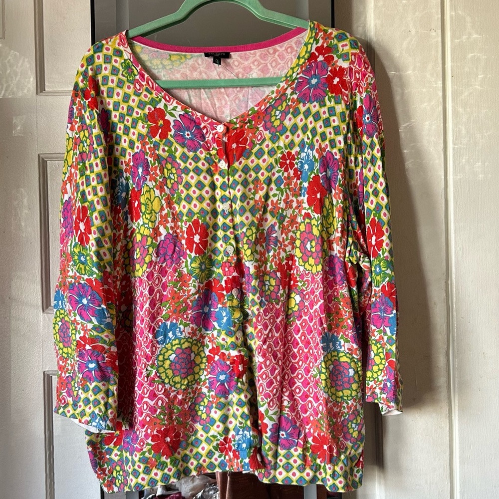 Talbots Bright Floral Cardigan